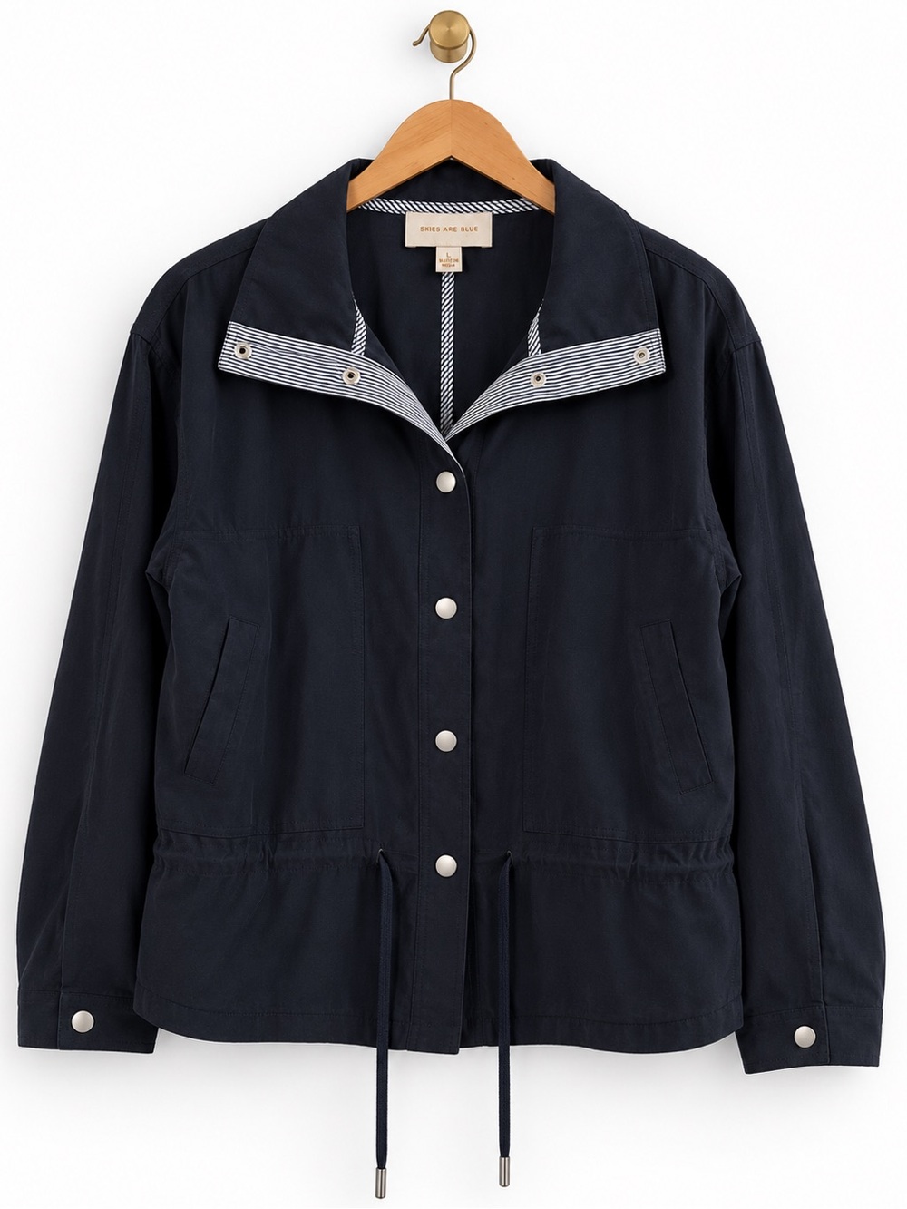Anthropologie Skies Are Blue Navy Utility Jacket Size L Lightweight Soft